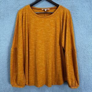 Juicy Couture top womens XXL burnt orange long balloon sleeve ribbed‎ knit flowy